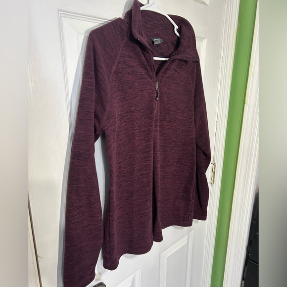 Eddie Bauer 1/4 Zip Burgundy Fleece Pullover. Women’s size Medium. - Picture 2 of 8
